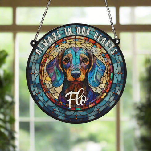 Dachshund Memorial Stained Glass Effect Suncatcher